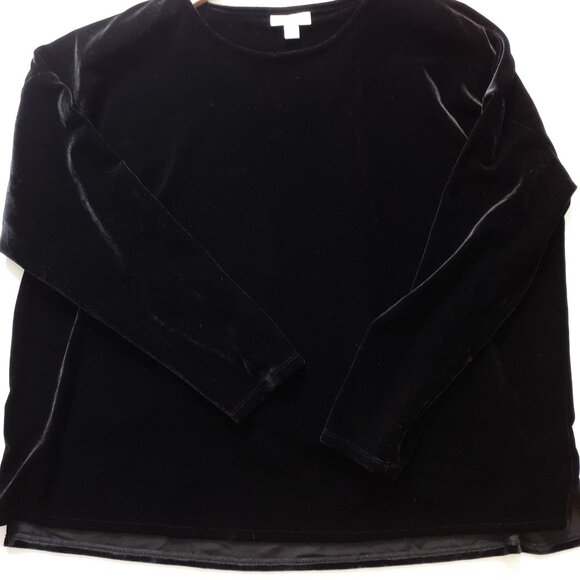 J. Jill Velvet 3/4 Sleeve Round Neck Top in Black Size LP Petite - Picture 6 of 11